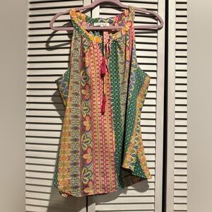 Rose + Olive Colorful Sleeveless Top XL